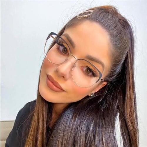 Vintage Blue Light Computer Glasses Cat Eye Female Eyewear Fashion Red Eyeglasses Frame Myopia Nerd Reading Glasses Frame Clear