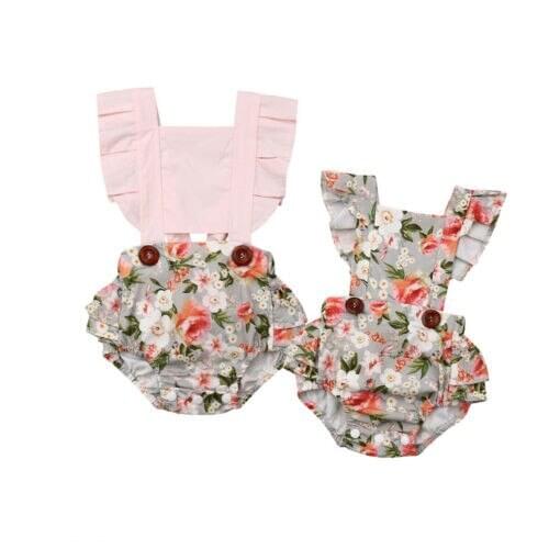 Baby Girl Clothes Cute Newborn Baby Girl Kid Sleeveless Floral Romper Summer Ruffled Jumpsuit Outfits 0-24M