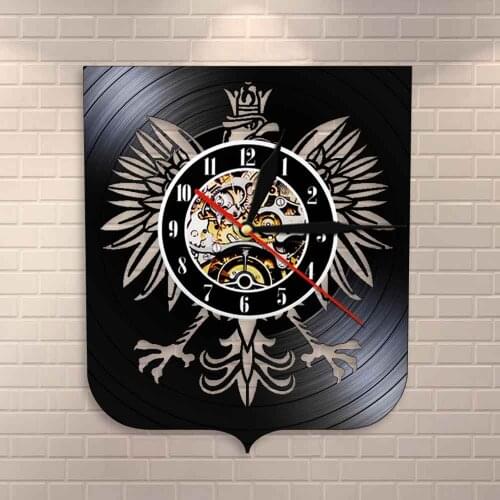 Patriotic Polish Eagle Poland Coat Of Arms Polish Falcon Vintage Vinyl Record Wall Clock Polish Coat of Arms Polska Wall Clock