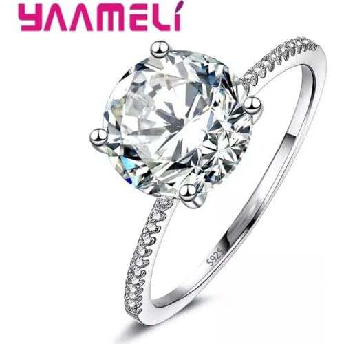 Super Shining Big CZ Stone Finger Ring First Class Square Cutting 925 Sterling Silver Cubic Zircon Top Quality Wedding Jewelry