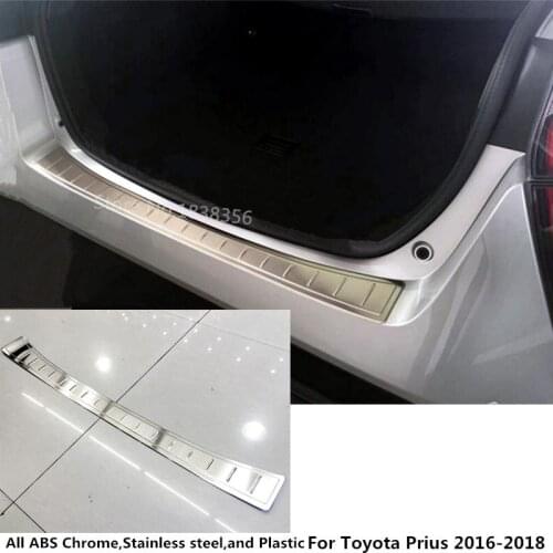 Top For Toyota Prius 2016 2017 2018 Car External Rear Bumper trunk Protect trim detector Stainless Steel plate pedal sticker