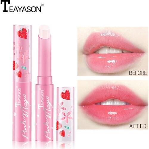 Teayason moisturizing lip balm strawberry temperature change color anti crack long lasting nude lipstick AM192