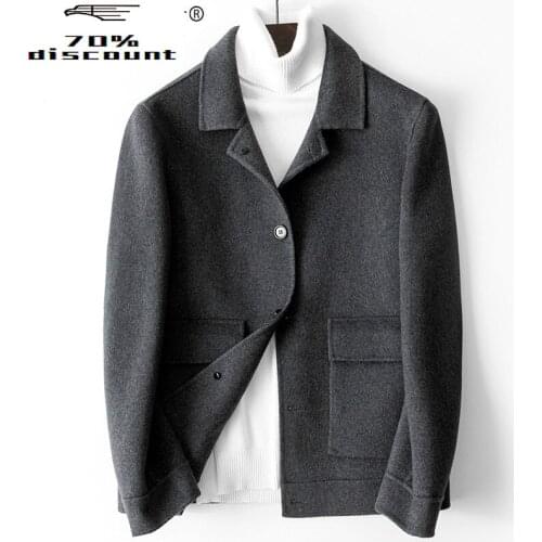 Spring Wool Coat Men Short Korean Man Jacket Mens Coats and Jackets Handmade Overcoat Casual Manteau Homme 4430 KJ2933