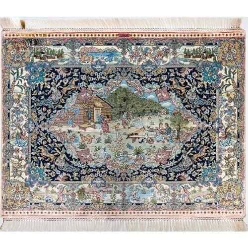 High Quality 3x4 ft Life Scene Design China Handmade Silk Wall Hanging Tapestry