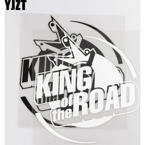 YJZT 16.2×17.3CM KING OF THE ROAD Vinyl Car Sticker Decal Personality Creative Black/Silver 4C-0438