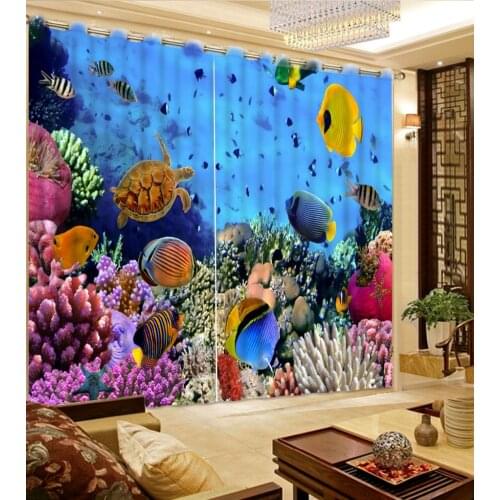 Curtains 3D for Living Room Beautiful Photo Aquarium fish fashion decor home decoration for bedroom Custom any size 3d curtains