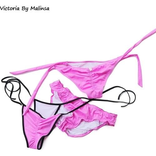 Women Bikini G-string Cheeky Bikinis Bottoms Purple Swimsuit Sexy girl Thong Brazilian bikini bottoms