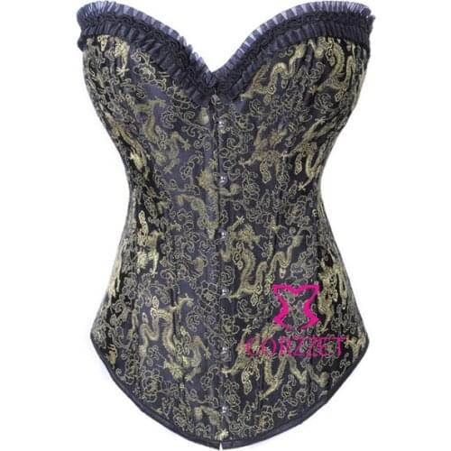Ladies' Lace Up Boned Dobby Corsets And Bustiers Ruffles Sexy Embroidery Woman Corselets Intimates Lingerie Hot Free Shipping