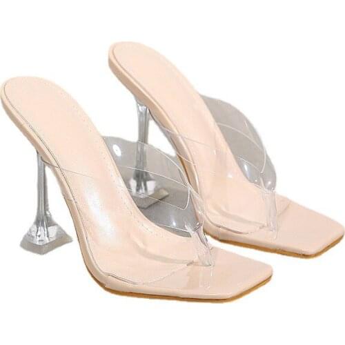 Summer Party Ladies Clear Flip Flops Shoes 2021 New Designer Pvc Transparent Female Slippers Sandals Women Sexy High Heels