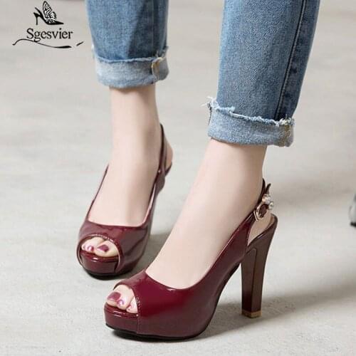 Sgesvier 2020 New arrival woman fashion pumps Fish mouth square heels comfortable woman party shoes Simple woman dress shoes