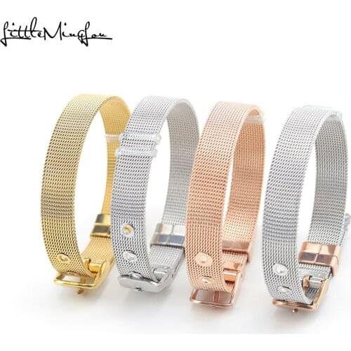 Fashion Ladies DIY 10MM Stainless steel Mesh Strap Bracelet Adjustable Lock Charm wrap bracelets & bangles for women jewelry