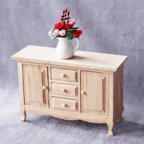 1/12 Scale Dollhouse Miniature Bedside Cabinet Drawer Doll Furniture Room Wooden Drawer Cabinet Dollhouse Decor