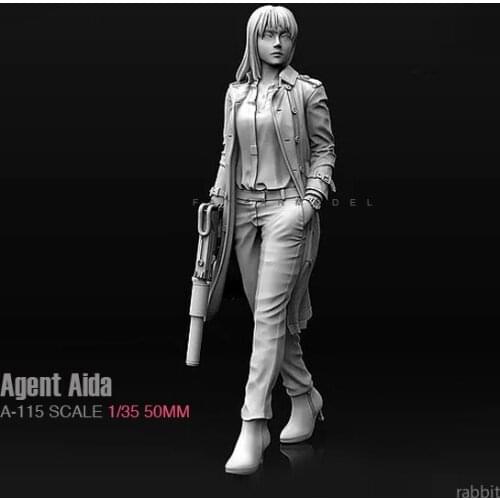 1/35 (50mm) Resin Kits Agent Aida female Soldier gunner resin self-assembled A-115
