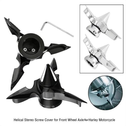 1 Pair Motorcycle Spun Blade Spinning Front Axle Cap Nut Cover For Harley Sportster XL883 XL1200 X48 Dyna Softail Touring XL XG