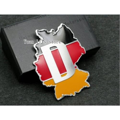 1 Pcs Aluminum New D Letters Germany Flag Car Stickers Emblem Decal Badge Car Body 60mm*59mm Car Styling