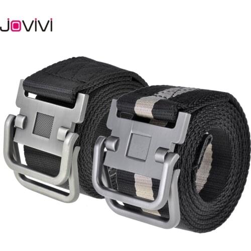 Jovivi 1pc Newest Mens personality Waistband bicyclic nylon belt buckle Waist Strap Belts Outdoor Fashion Belt Black Color