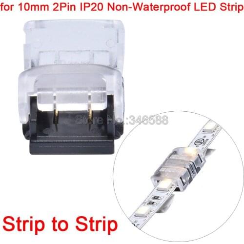 10PCS 2Pin 10mm IP20 Non-Waterproof LED Strip to Strip Solderless Connector for 5050 5630 SMD LED Tape Light