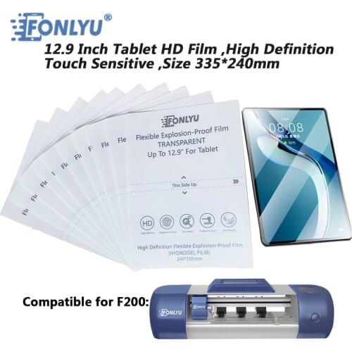 FONLYU 10pcs 12.9" High Definition Hydrogel Film Sticker For Tablet Laptop Compatible For F200 Screen Protector Cutting Plotter