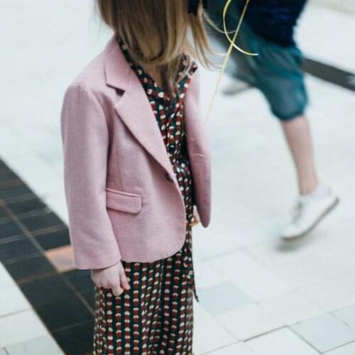 2019 Fashion Girl Blazer Coat Classic Vintage Solid Blazer Jacket for 1-9Y Girls Outerwear Jacket Autumn Kids Clothes RT567