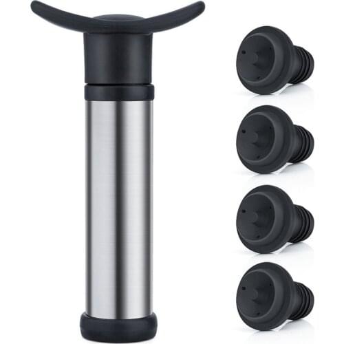 2021 Wine Saver Vacuum Pump with 5pcs Vacuum Bottle Stoppers Stainless Steel Wine Pump Sealer Preserver Set bar accessories