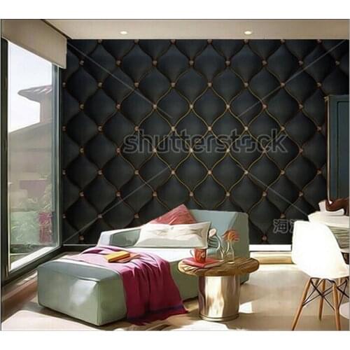 Custom 3D murals,Black Buttoned luxury leather pattern with diamonds and gemstones ,living room sofa TV wall bedroom wall paper