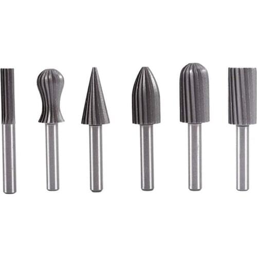 6Pcs Drill Bit Wood Carving Bits HSS Rotary File Carving Knife Grinding Head Cutting Metal Plastic Wood Grinding 1/4In