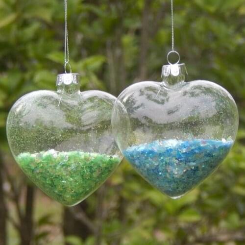 64pcs/pack Width=9cm Heart Shaped Transparent Glass Pendant Christmas Glass Hanger Wedding Decoration Glass Hanger