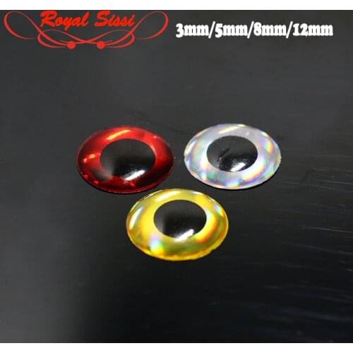 80pcs/pack 3mm 5mm 8mm 9mm 3D lure fishing bait eyes 3colors artificial baitfish eyes trout streamer flies fly tyinng materials