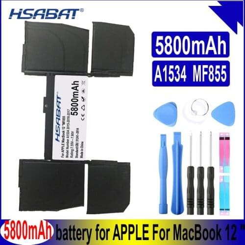 HSABAT A1527 5800mAh Battery For MacBook 12 " Retina A1534 2015-2016-2017 year MF855 MJY32 MK4M2 661-02267 613-01926-A