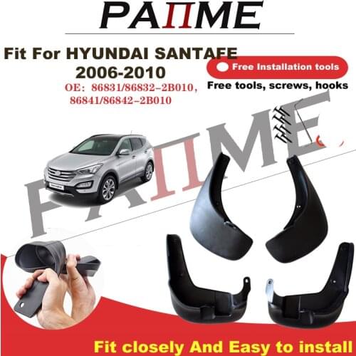 ReadyStock Car Automotive MudFlaps For Hyundai Santafe 2006-2010 2B010 4pcs/Set Molded Splash Guards Front Rear Mud Flap Mudguar