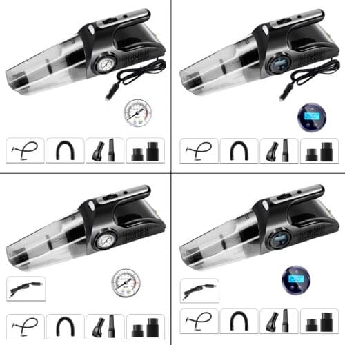 4 in 1 Car Vacuum cleaner Tire Inflator Digital Screen Air Compressor Pump Wet and Dry Dual Use Vacuum Cleaner For Home & Car