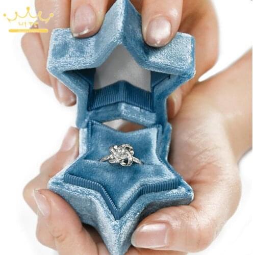 Wholesale Velvet Star Ring Ring Jewelry Storage Box Luxury Jewelry Box Velvet Cloth Proposal Ring Box