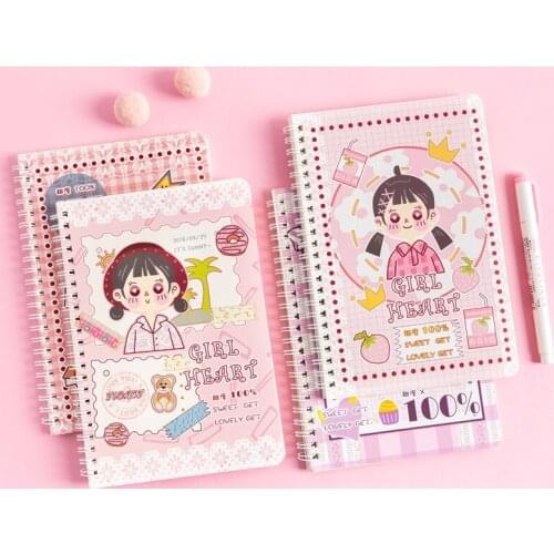 Kawaii Pink Girl A5 Coil Notebook For School Student Gifts Agenda 2020 Cute Spiral Sketchbook Journal Notepad Korea Stationery