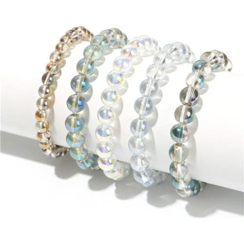 Gold Glazed Bead Bracelet Imitating Natural Fluorescent Lime Moonlight Crystal Transport Unisex