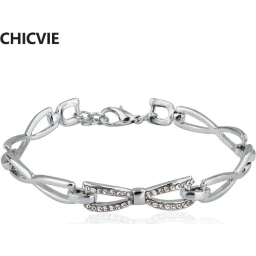 CHICVIE Gold & Silver Color Bowknot Bracelets & Bangles For Women Luxury Brand Jewlery Making Stainless Steel Bracelet SBR140220