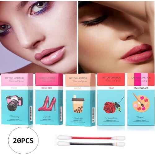 20pcs/box Lakerain Creative Cotton Swab Lipstick Glaze Velvet Matte Moisturizing Not Easy To Stick Not Easy To Fade 2021 Fashion