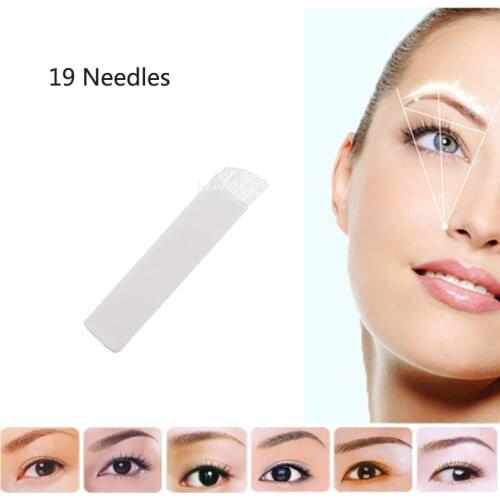 Permanent Makeup Needles Tattoo Blade 50pieces 0.2mm 19 P Sterilized Stainless Steel Eyebrow Needle Tattoo Embroidery Eyebrow