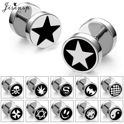 Jisensp Korean Style 1 Piece Vintage Punk Geometric Round Stud Earrings Fashion Jewelry Gift for Women Girls Party Gift bijoux