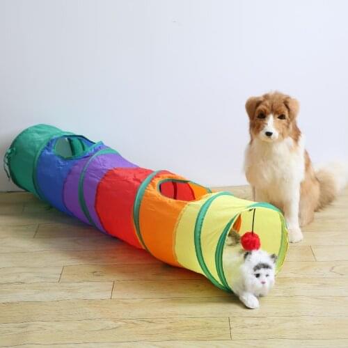 Cat Tunnel Pet Practical Tube Collapsible Play Toy Indoor Outdoor Kitty Puppy Toys for Puzzle Exercising Hiding Training