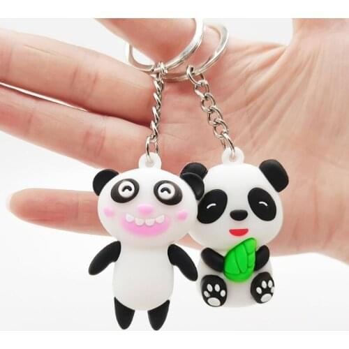 Cool Cute Creative Cartoon Keychain Silicone Jewelry Animal Panda Key Chain Car Girls Bag Keyring Ornaments Accessories Gift