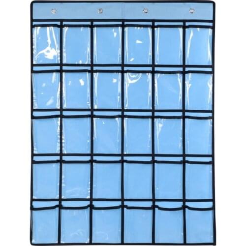 30 Clear Pockets Jewelry Mobile Phone Hanging Storage Makeup Organizer Pouch Bag Hanging Classroom Cell Phone Pocket Chart