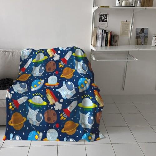 Sofa Throw Blanket Space Rocket Flying Saucer Super Soft Flannel Portable Airplane Travel Adult Baby Warm Blanket