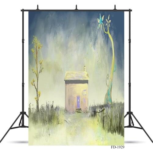 Pastel House Tree Paintings Portrait Photocall Photo Background Children Baby Vinyl Photography Backdrops Props For Photo Studio