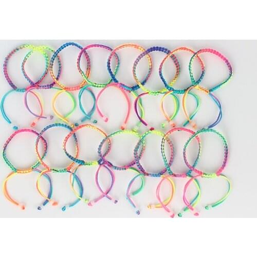 10pcs Rainbow Colorful Braid Cord Friendship 6mm Width Bracelets/Handmade Bracelet/Bangle With White Beads