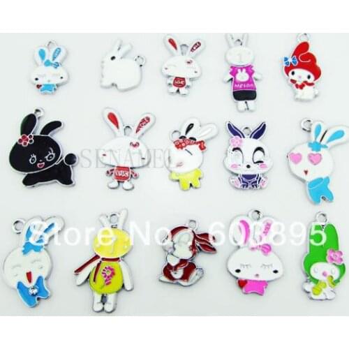 S95435! Free Shipping 100Pcs/Lots Enamel mixed Rabbit charms for key (if you buy 500pcs or more Free shipping for dhl or fedex )