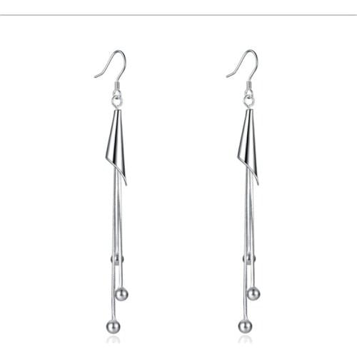 100% S990 Sterling Silver Earrings Fashion New Style Elongated Handmade Multi-thread Smart Earrings Beautiful Womens Earrings C