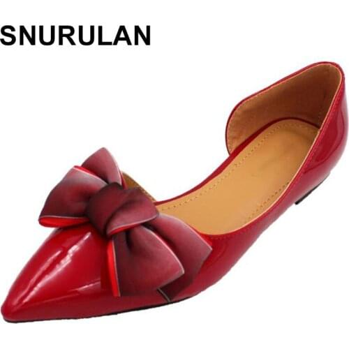 SNURULAN2018 New summer fashion women shoes casual flats Pointed Toe Bow-knot Shoes ladys shallow loafers Wedding Flat ShoesE359
