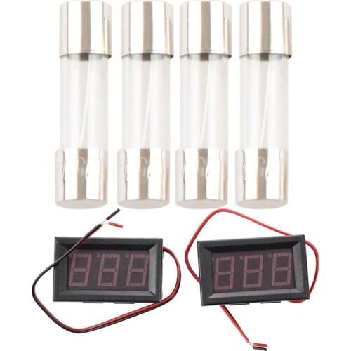 15 Pcs x 10Amp 250V Fast Blow Glass Tube Fuse 5 x 20mm with 2 Pcs Mini Red LED Digital Voltmeter Volt Meter Panel