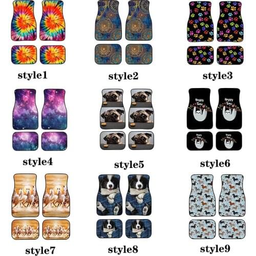 Aimaao Rainbow Color Tie Dye Coorful Universal Car Floor Mat All Season Fit SUV Sedan Truck Van For Honda Bmw Peugeot Ford