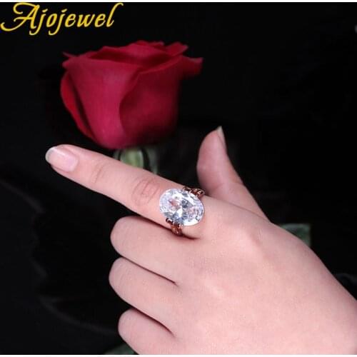 Size 7-8 Oval Shaped Big Cubic Zircon Rings For Women Luxury Wedding Engagement Jewelry
